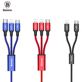 Baseus USB Cable For iPhone 7 6 6s 5 5s se Charging Charger Type C Micro USB Cable For Android 3 in 1 2 in 1 Mobile Phone Cable