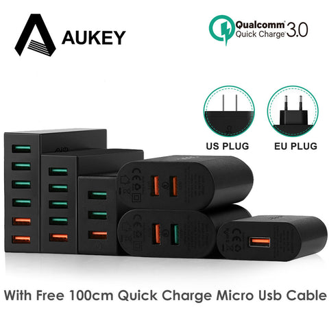 AUKEY Quick Charge 3.0 Mobile Phone Charger USB Desktop & Wall Charger Smart Quick Charging for Phone Samsung Galaxy S8 Xiaomi