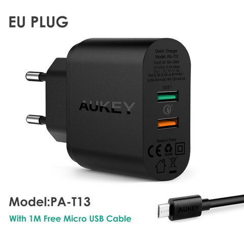 AUKEY Quick Charge 3.0 Mobile Phone Charger USB Desktop & Wall Charger Smart Quick Charging for Phone Samsung Galaxy S8 Xiaomi