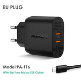 AUKEY Quick Charge 3.0 Mobile Phone Charger USB Desktop & Wall Charger Smart Quick Charging for Phone Samsung Galaxy S8 Xiaomi