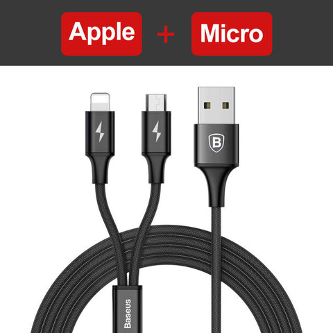 Baseus USB Cable For iPhone 7 6 6s 5 5s se Charging Charger Type C Micro USB Cable For Android 3 in 1 2 in 1 Mobile Phone Cable