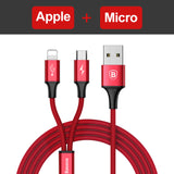 Baseus USB Cable For iPhone 7 6 6s 5 5s se Charging Charger Type C Micro USB Cable For Android 3 in 1 2 in 1 Mobile Phone Cable