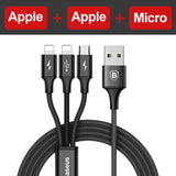 Baseus USB Cable For iPhone 7 6 6s 5 5s se Charging Charger Type C Micro USB Cable For Android 3 in 1 2 in 1 Mobile Phone Cable