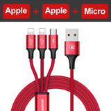 Baseus USB Cable For iPhone 7 6 6s 5 5s se Charging Charger Type C Micro USB Cable For Android 3 in 1 2 in 1 Mobile Phone Cable
