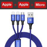 Baseus USB Cable For iPhone 7 6 6s 5 5s se Charging Charger Type C Micro USB Cable For Android 3 in 1 2 in 1 Mobile Phone Cable