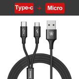 Baseus USB Cable For iPhone 7 6 6s 5 5s se Charging Charger Type C Micro USB Cable For Android 3 in 1 2 in 1 Mobile Phone Cable
