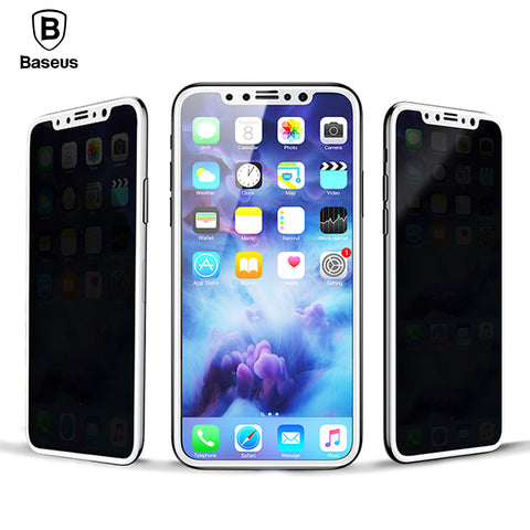 Baseus Anti Spy Tempered Glass Screen Protector For iPhone X 10 3D Soft Edge Toughened Glass For iPhone X Privicy Glass Film