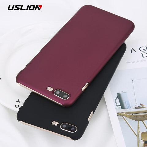 USLION Phone Case For iPhone 6 6s Plus Simple Wine Red Color Matte Cases Frosted Hard PC Cover For iPhone X 8 7 6S Plus 5 5s SE