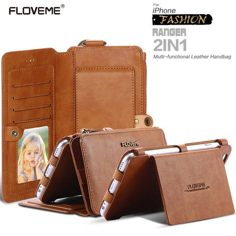 FLOVEME Business Leather Wallet Phone Bag Cases For iPhone 6s 6 For iPhone X 8 7 6s Plus Case Mobile Cover For iPhone 5s 5 SE