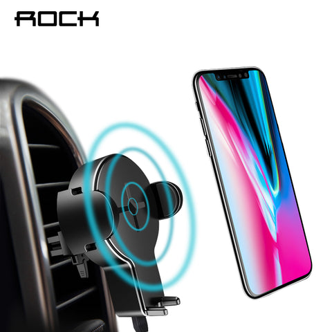 QI Car Wireless Charger, ROCK Phone Stand for iPhone 8 X Samsung Galaxy S8 Note 8 Plus 5W Fast Wireless Charging 5W
