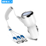 [3 USB Ports Cable] MEIDI Car Charger  Fast Mobile Phone Charger With  Cable For iPhone7 SamsungS7 Xiaomi Type C in Stock