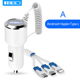 [3 USB Ports Cable] MEIDI Car Charger  Fast Mobile Phone Charger With  Cable For iPhone7 SamsungS7 Xiaomi Type C in Stock