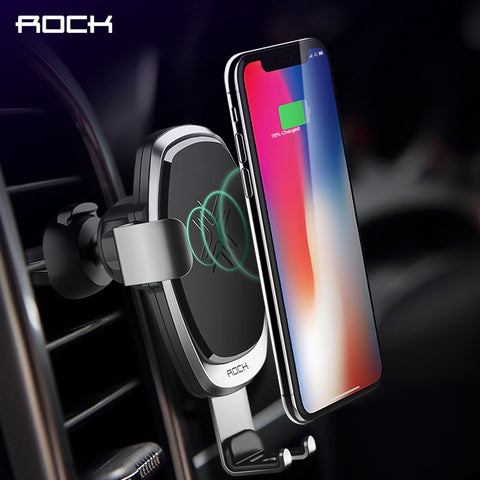 Metal Gravity Car Holder Wireless Charger for iPhone 8 X, ROCK 10W Alloy Qi Gravity Wireless Car Charger Holder for Samsung
