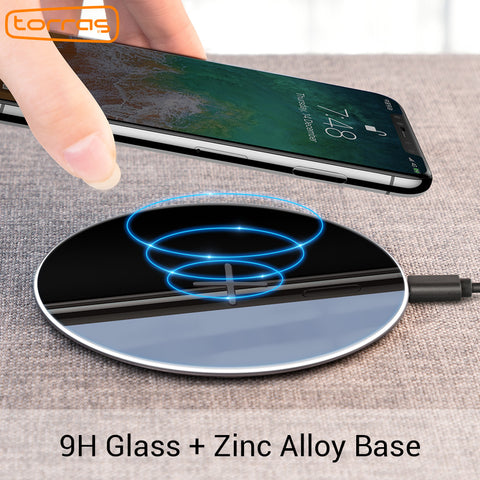 Torras Original Qi Wireless Charger for iPhone x 8 8plus Slim Fast 10W USB Wireless Charging for Samsung S8/S7 Edge Wireless Pad